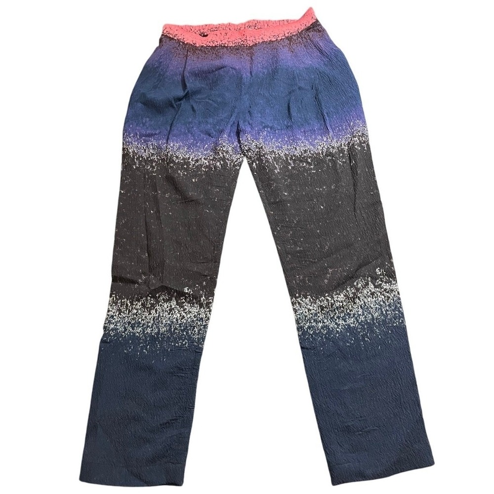 Derek Lam 10 Crosby Silk Pants Women 2 Blue Pink Ombre Gradient Crepe Wide Leg